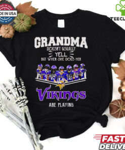 It’s A Great Day In Michigan Our Grandma Doesn’t Usually Yell But When She Does Her Vikings Are Playing Shirt featuring a humorous design celebrating grandma's passionate love for the Minnesota Vikings.