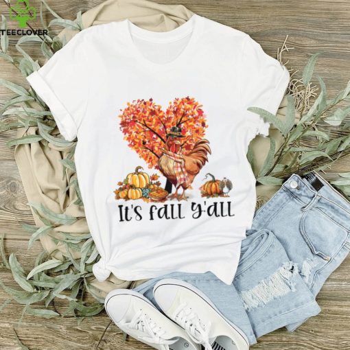 It's Fall Y'all Chicken Under The Heart Autumn Tree Pumpkins Thanksgiving Chicken Classic T Shirt