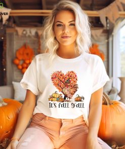 It's Fall Y'all Chicken Under The Heart Autumn Tree Pumpkins Thanksgiving Chicken Classic T Shirt