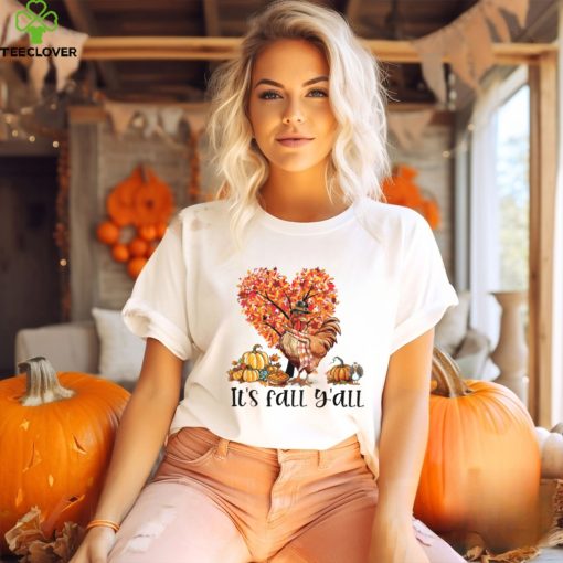 It's Fall Y'all Chicken Under The Heart Autumn Tree Pumpkins Thanksgiving Chicken Classic T Shirt