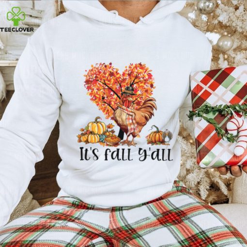 It's Fall Y'all Chicken Under The Heart Autumn Tree Pumpkins Thanksgiving Chicken Classic T Shirt