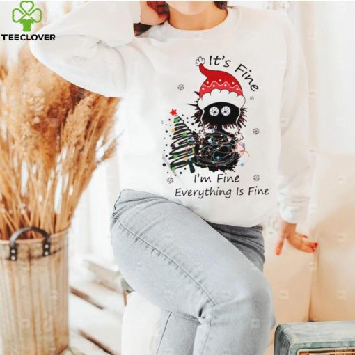 Its Fine Im Fine Everything Is Fine Funny Christmas Cat Shirt