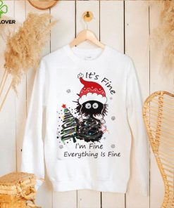 Its Fine Im Fine Everything Is Fine Funny Christmas Cat Shirt