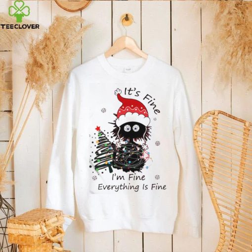 Its Fine Im Fine Everything Is Fine Funny Christmas Cat Shirt