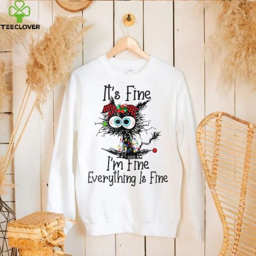 Its Fine Im Fine Everything Is Fine Funny Christmas Cat T Shirt