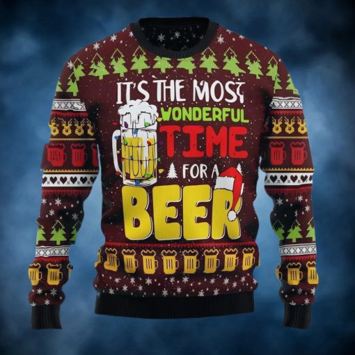 It’s The Most Wonderful Time For A Beer Ugly Christmas Sweater, Faux Wool Sweater, International Beer Day, Gifts For Beer Lovers, Best Christmas Gifts For 2022