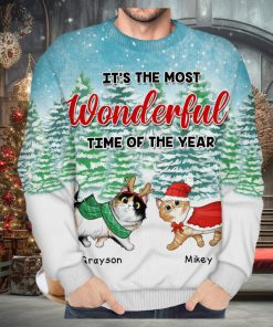 It’s The Most Wonderful Time Of The Year   Christmas Gift For Cat Lovers   Personalized Unisex Ugly Sweater