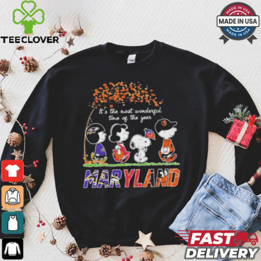 It’s The Most Wonderful Time Of The Year Peanuts Characters X Maryland Sports Teams Shirt