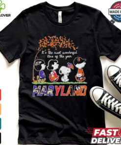 It’s The Most Wonderful Time Of The Year Peanuts Characters X Maryland Sports Teams Shirt