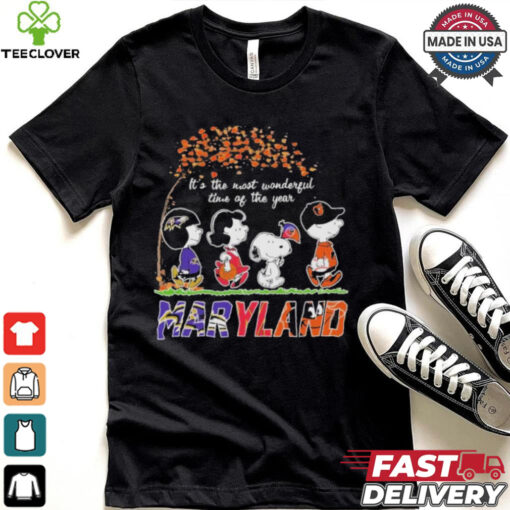 It’s The Most Wonderful Time Of The Year Peanuts Characters X Maryland Sports Teams Shirt