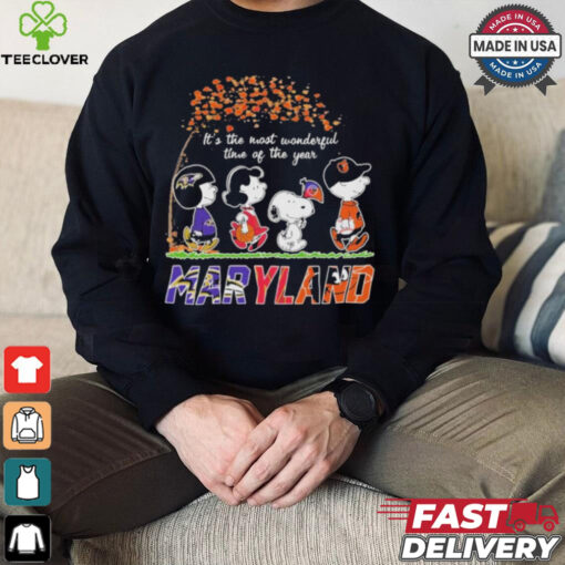 It’s The Most Wonderful Time Of The Year Peanuts Characters X Maryland Sports Teams Shirt
