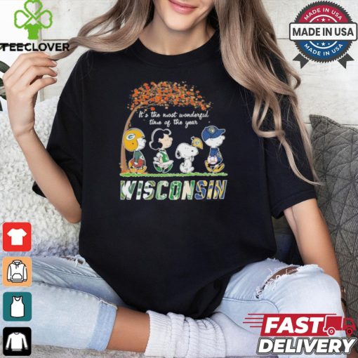 It’s The Most Wonderful Time Of The Year Peanuts Characters X Wisconsin Sports Teams Shirt