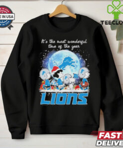 It’s The Most Wonderful Time Of The Years Peanuts Characters X Detroit Lions Merry Christmas Shirt
