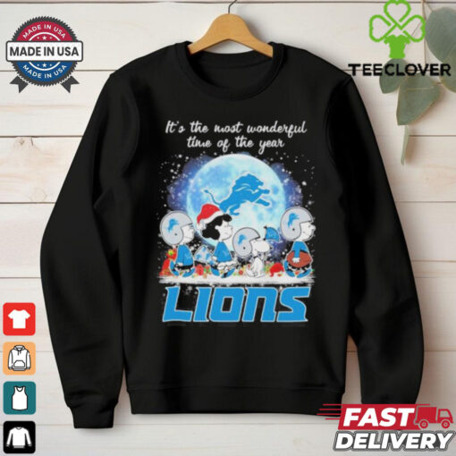 It’s The Most Wonderful Time Of The Years Peanuts Characters X Detroit Lions Merry Christmas Shirt