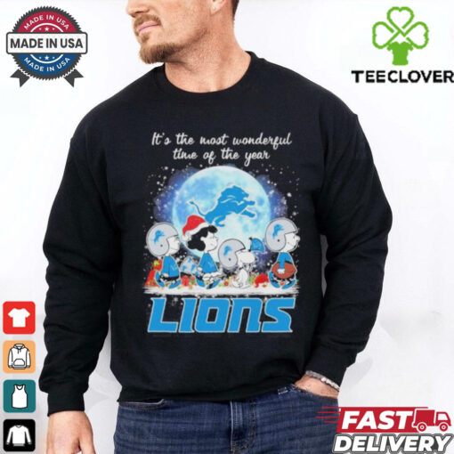It’s The Most Wonderful Time Of The Years Peanuts Characters X Detroit Lions Merry Christmas Shirt