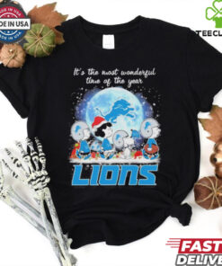 It’s The Most Wonderful Time Of The Years Peanuts Characters X Detroit Lions Merry Christmas Shirt