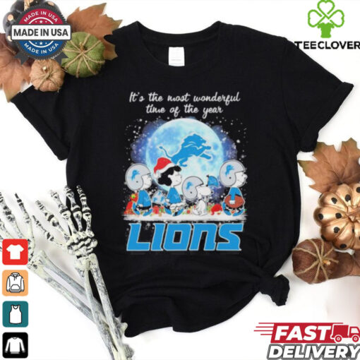 It’s The Most Wonderful Time Of The Years Peanuts Characters X Detroit Lions Merry Christmas Shirt
