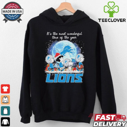 It’s The Most Wonderful Time Of The Years Peanuts Characters X Detroit Lions Merry Christmas Shirt
