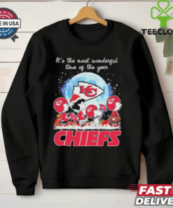 It’s The Most Wonderful Time Of The Years Peanuts Characters X Kansas City Chiefs Merry Christmas Shirt