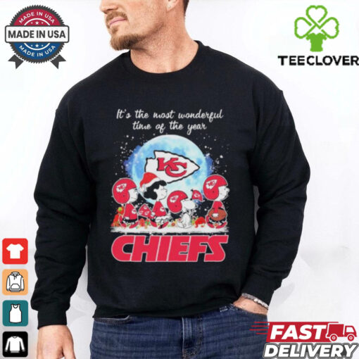 It’s The Most Wonderful Time Of The Years Peanuts Characters X Kansas City Chiefs Merry Christmas Shirt