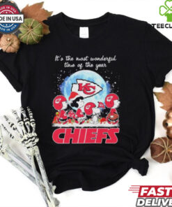 It’s The Most Wonderful Time Of The Years Peanuts Characters X Kansas City Chiefs Merry Christmas Shirt