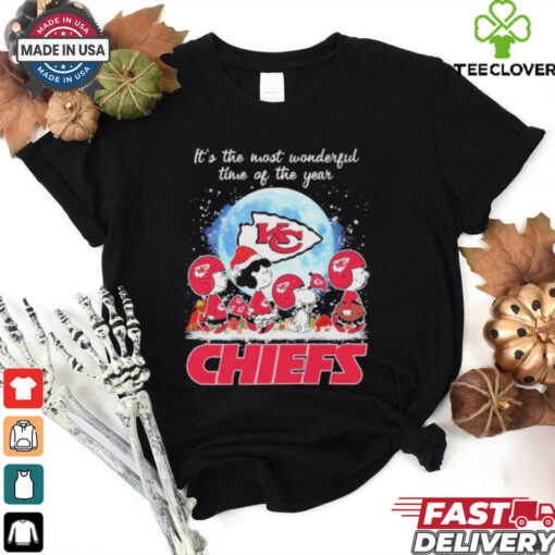 It’s The Most Wonderful Time Of The Years Peanuts Characters X Kansas City Chiefs Merry Christmas Shirt