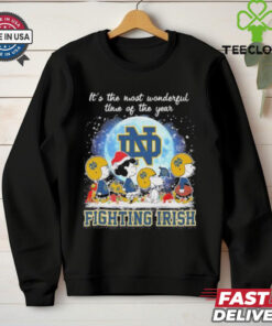 It’s The Most Wonderful Time Of The Years Peanuts Characters X Notre Dame Fighting Irish Merry Christmas Shirt