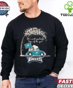 It’s The Most Wonderful Time Of The Years Peanuts Snoopy And Woodstock X Philadelphia Eagles Merry Christmas Shirt