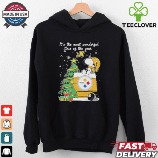 It’s The Most Wonderful Time Of The Years Peanuts Snoopy And Woodstock X Pittsburgh Steelers Merry Christmas Shirt