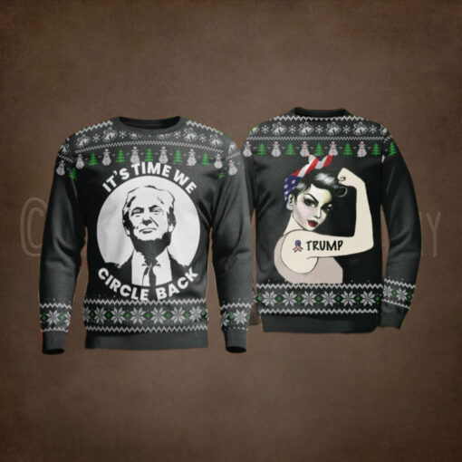 It’s Time We Circle Back Trump Christmas Sweater – Unisex Funny Winter Holiday Ugly Christmas Sweater