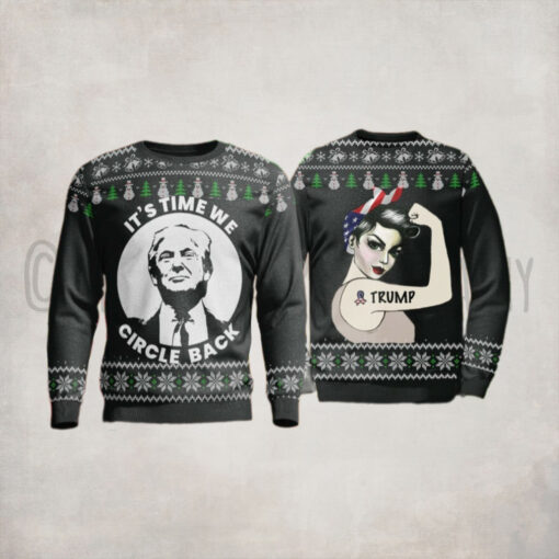 It’s Time We Circle Back Trump Christmas Sweater – Unisex Funny Winter Holiday Ugly Christmas Sweater