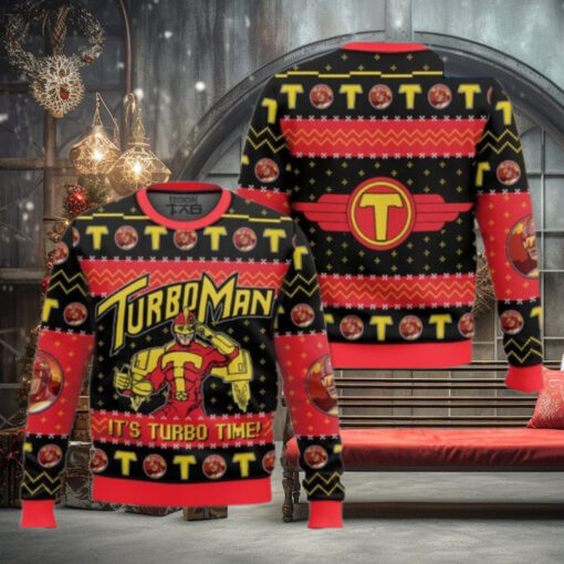 It’s Turbo Time! Turbo Man Jingle All the Way Ugly Sweater