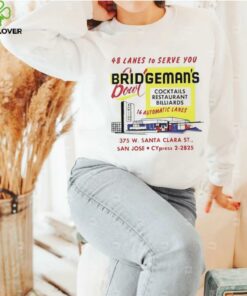 Bridgeman’s Bowl 48 lanes to serve you cocktails restaurant billiards shirt