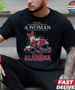 Never Underestimate A Woman Who Understands Football And Loves Alabama Crimson Tide x Minnie Mouse T Shirt