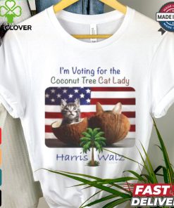 I‘m voting for the Coconut Tree Cat Lady Harris Walz 2024 American flag shirt