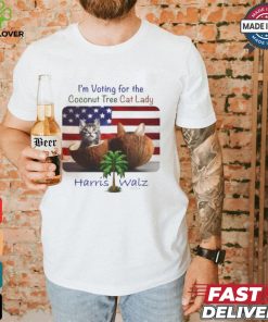I‘m voting for the Coconut Tree Cat Lady Harris Walz 2024 American flag shirt 1 I‘m voting for the Coconut Tree Cat Lady Harris Walz 2024 American flag shirt