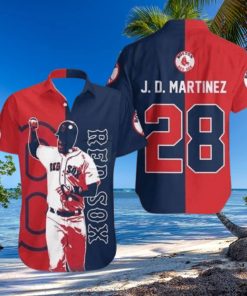 J.D. Martinez Boston Red Sox Action Pose Tropical Hawaiian Shirt