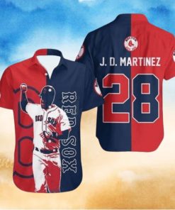 J.D. Martinez Boston Red Sox Action Pose Tropical Hawaiian Shirt