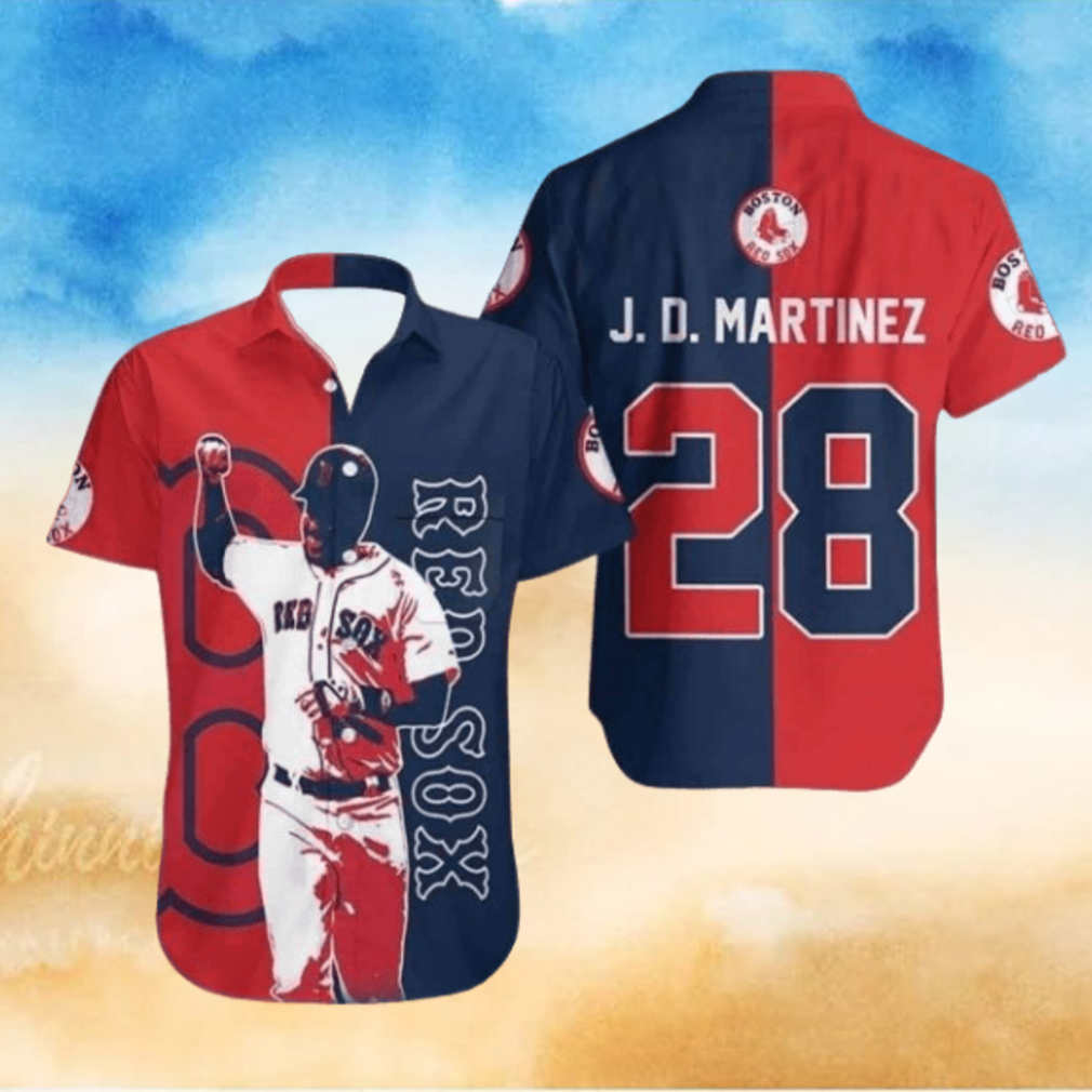 J.D. Martinez Boston Red Sox Action Pose Tropical Hawaiian Shirt J.D. Martinez Boston Red Sox Action Pose Tropical Hawaiian Shirt