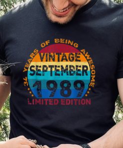 34 Years Old Vintage September 1989 Distressed 34th Birthday T Shirt