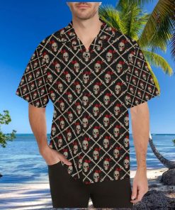 Skull Roses Bone Design Themed Print Hawaiian Shirt