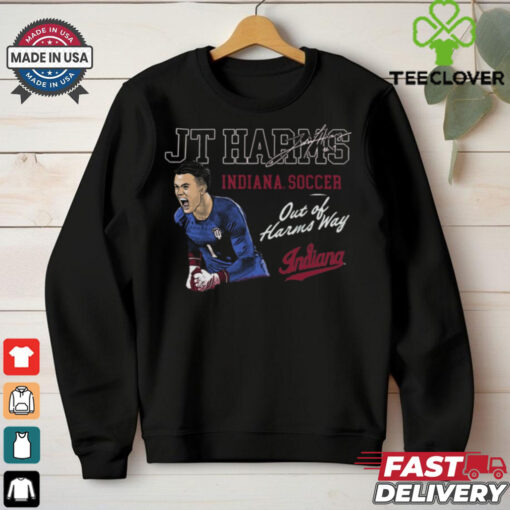 JT Harms Indiana Hoosiers Soccer Illustrated Crimson Out Of Harms Way t shirt