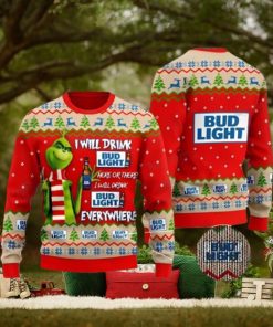 Bud Light Grinch Ugly Beer Ugly Christmas Sweater Xmas 3D Printed Christmas Sweater Gift