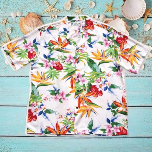JUNGLE WHITE HAWAIIAN RAYON SHIRT