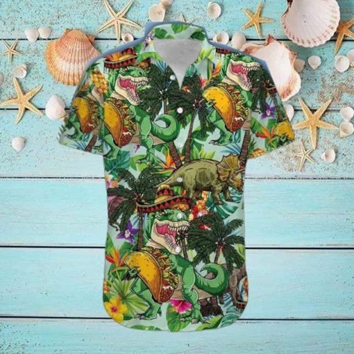 Funny Tacos T Rex Green Unisex Hawaiian Shirts