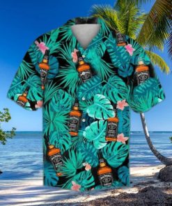 Jack Daniels Hawaiian Shirt Whiskey Tropical Leaves Aloha Shirt