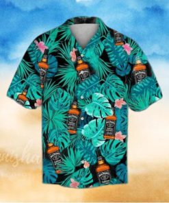 Jack Daniels Hawaiian Shirt Whiskey Tropical Leaves Aloha Shirt