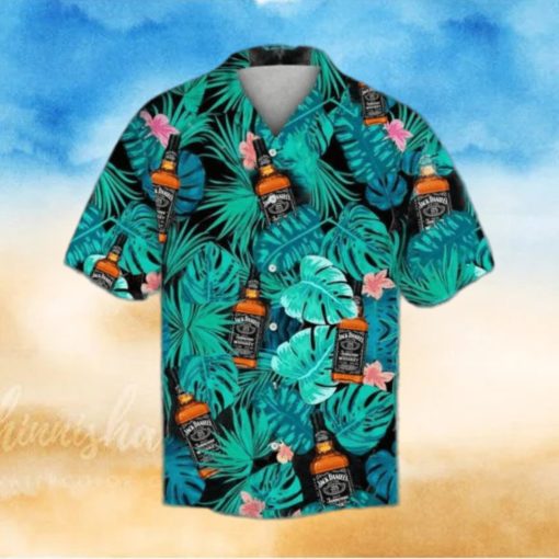 Jack Daniels Hawaiian Shirt Whiskey Tropical Leaves Aloha Shirt