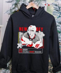 Jack Hughes New Jersey Devils ice hockey player information paper shirt 4 Jack Hughes New Jersey Devils ice hockey player information paper shirt