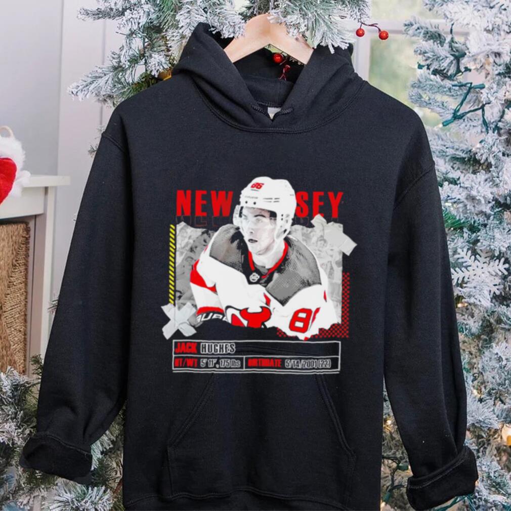Jack Hughes New Jersey Devils ice hockey player information paper shirt Jack Hughes New Jersey Devils ice hockey player information paper shirt